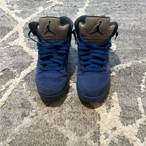 Blue and Gray High-Top Sneakers